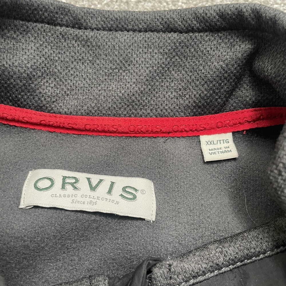 Orvis Jacket Mens 2XL Gray Black Full Zip Softshell Chest Pocket Outdoor - Picture 2 of 7